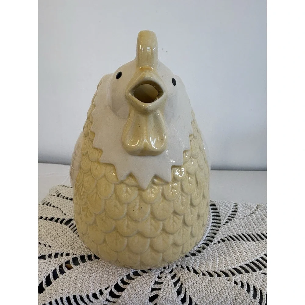 vintage Glazed ceramic rooster pitcher THT Designs Farmhouse Kitchen Decor MCR